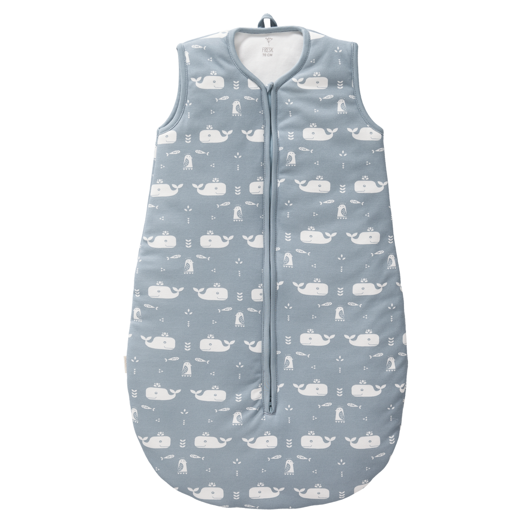 Slaapzak interlock met lichte voering Whale Blue Fog